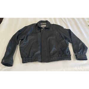 Vintage 90s Men's Leather Jacket Size XL Black Le Collezione Structure